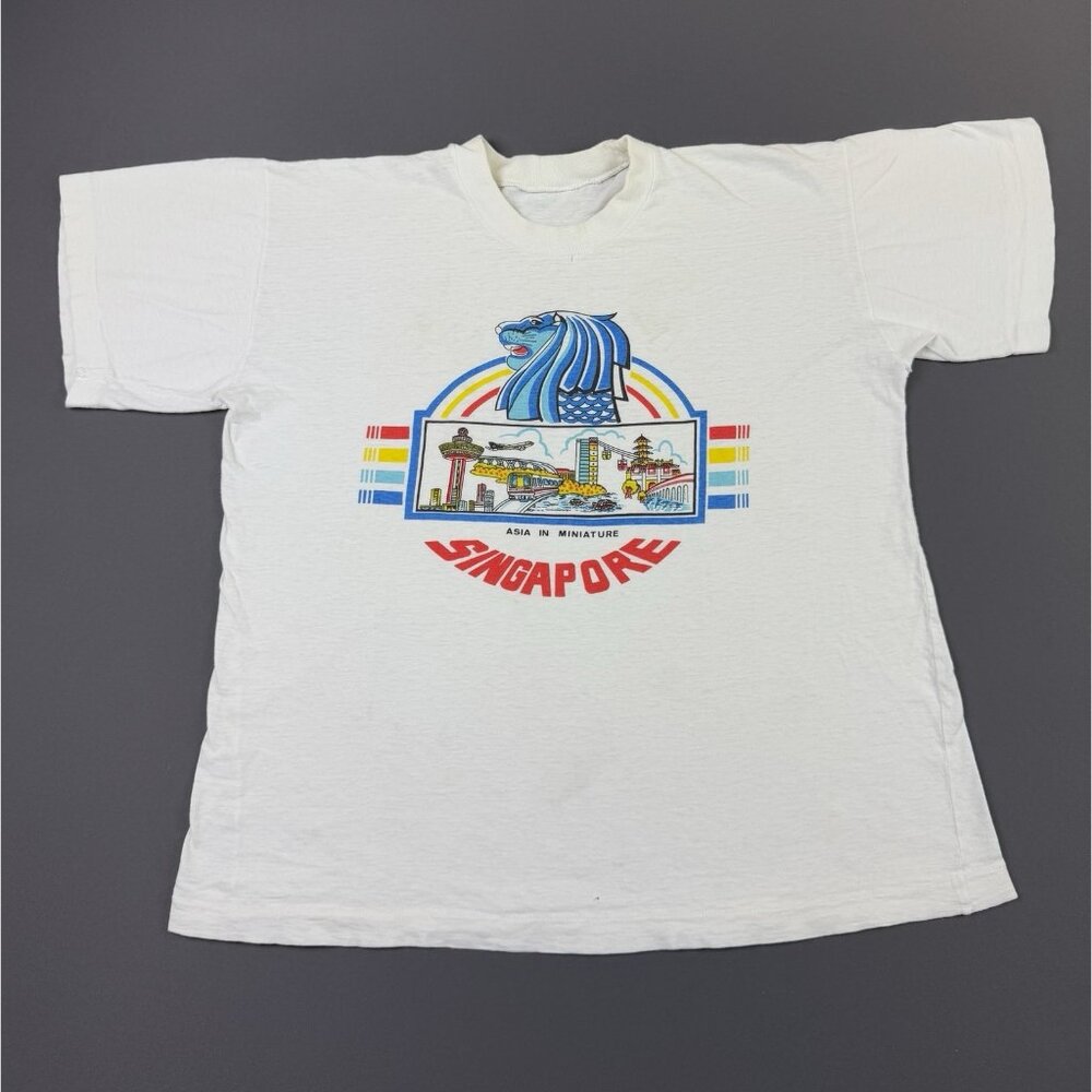 Super Rare Vintage 80s 90s Singapore Asia In Miniature Art Country Single Stitch